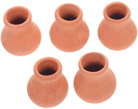 ROMISBABA 5 Pcs Mini Ceramic Flowerpot Doll House Decor Realistic Landscaping Accessories for DIY Miniature Scenes and Home Decoration