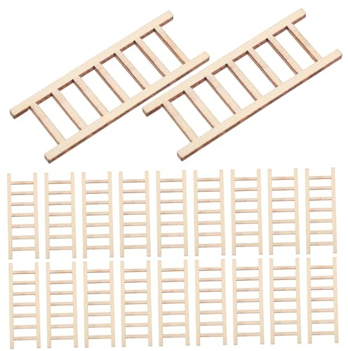 Toyvian 20pcs Mini Wooden Ladder Doll House Ladder Decoration for Garden Doll Ornament