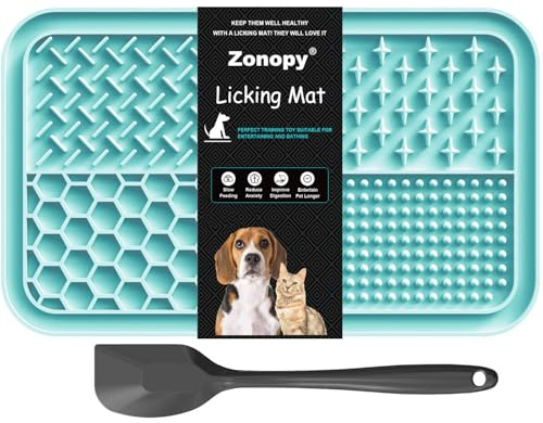 Zonopy Tappetino da Leccare per Cani e Gatti con Ventosa, 1 Confezione Tappetino da Leccare per Cani a Rilascio Lento per Alleviare l'Ansia, Tappetino per Alimentazione per Cani con Burro di Arachidi