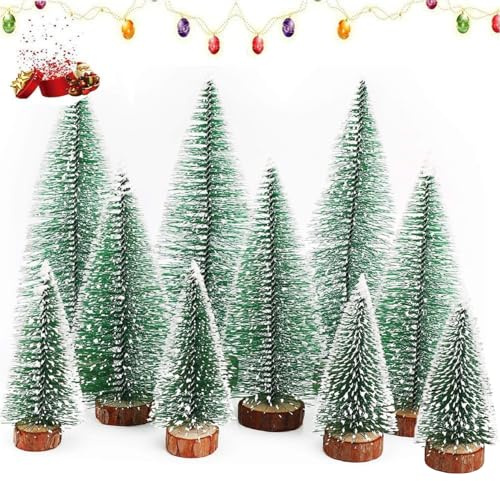 10 Stück Weihnachtsbaum Mini Künstlich, Künstlicher Weihnachtsbaum Künstlicher Mini Modell Weihnachtsbaum Kleiner Christmasbaum für Tischdeko DIY Weihnachtsdeko Schaufenster 3 Größen 10/15/20 cm