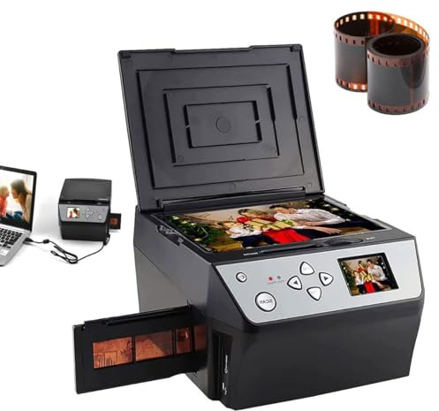Digital USB Scanner for Film/Slide/Photo - Convert 35mm Slide, 135 & 110 Film to HD JPG Files with 5 LCD Screen - Photo/Document/Business Card Scanner
