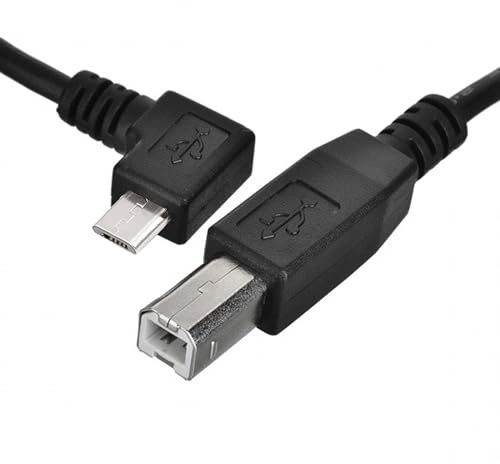 CY Cavo OTG Micro USB maschio a B standard maschio Micro OTG angolato a sinistra di 90 gradi a USB tipo B stampante scanner SSD disco strumento musicale elettronico tastiera Midi cavo 60 cm