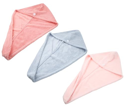 Homoyoyo 3stücke Schnelltrocknendes Haarhandtuch aus Hochwertigem Korallenvlies Wasserabsorbierende Haube für Damen für Haartypen Lang Anhaltend