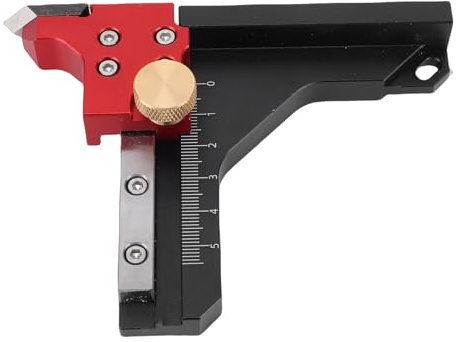 Fockety Höhenmesser, Tiefenmesser, Tischkreissägen-Höhenmesslineal aus Aluminiumlegierung, Beweglich, Abschließbar, Breites Basisdesign, Frästisch-Höhenmesser für Hol