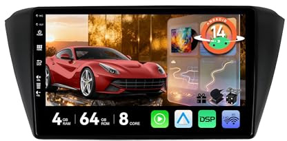 MSD 9 Pulgada Autoradio para VW Skoda Fabia 3 III (2015-2019) | Android 14 GPS Navi Radio | 4G+64G | CarPlay Android Auto Dab 4G Dual-Band WiFi Volante DSP | Cámara Mic | Octa-Core 2 DIN