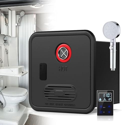Chauffe-Eau Instantané RV Haute Altitude, 55,000 BTU, Gaz Propane, Alimentation 12V CC, Facile À Installer Avec Porte 15x15 Pouces, Certifié CSA Pour Le Camping Et Les VR(Black)
