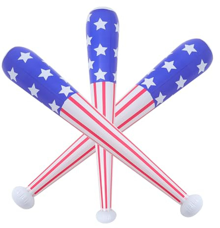 GARIOUANS 3 Pezzi Mazze da Baseball Gonfiabili Pvc Bandiera Americana 85 Cm, Giocattoli Gonfiabili per Feste a Tema, Bomboniere e Premi per Compleanni e Carnevale