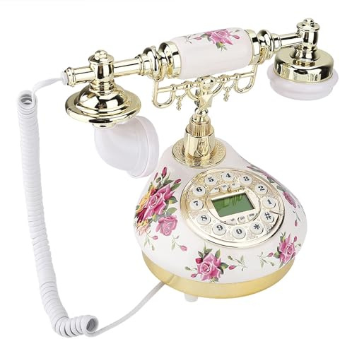Dioche VinMS-9101 Telefon i Retrostil, med en Keramisk Kropp och 38 Nummerpresentationsalternativ, Lämplig för hem- och Kontorsbruk, med en Klassisk och Elegant design.