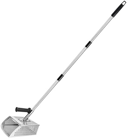 Rastrillo tamizador de Arena, Pala de Arena 2 en 1 para detección de Metales: Pala Multifuncional para Recoger Conchas, Dientes de tiburón, guijarros y Vidrio Marino. Pala de Arena de Mango