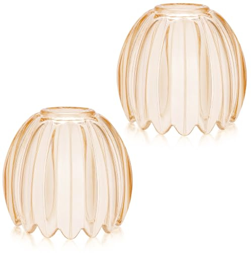 2 Pack Tulip Glass Lamp Shades, 13 x 10.5 cm Easy Fit Ceiling Lampshade