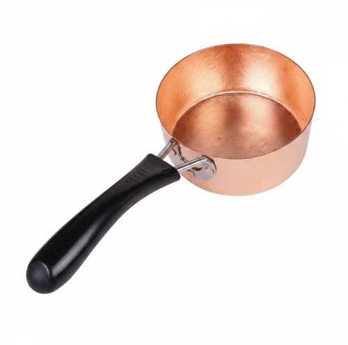 YunJove Copper Cooking Pan Compact Milk Pot Shallow Saucepan Single Handle Heating Versatile Pot Suitable for Everyday Kitchen Cooking