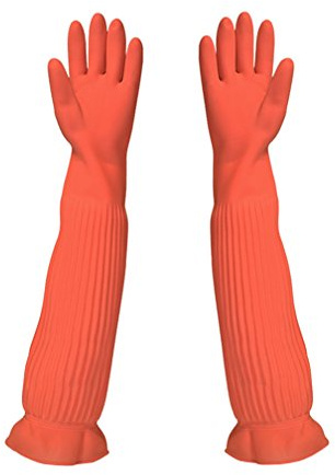 SYROVIA Household Arms Length Rubber Latex Cleaning Long Glove Reusable Kitchen Natural Rubber Living Wash Gloves
