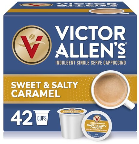 Victor Allen's Coffee Sweet and Salty Caramel Flavored Cappuccino, 42 Count, Single Serve K-Cup Pods for Keurig K-Cup Brewers Brewers
