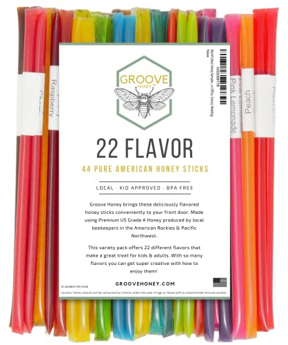 Flavored Honey Sticks - Farm Fresh US Honey Packets for Tea, Travel, Kids - Variety Flavors