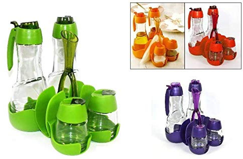 Set olio Aceto Sale e pepe con Portatovaglioli incluso misura 18.5 x 15.5 cm Colori Assortiti e moderni