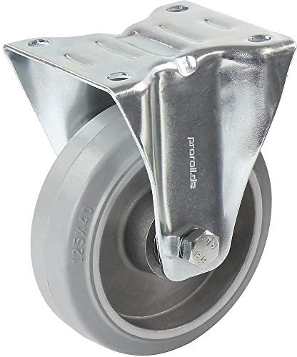 Proroll | Elastik-Vollgummi-Reifen | grau | Rad-Ø x Breite 100 x 40 mm | Stegfelge | Bockrolle