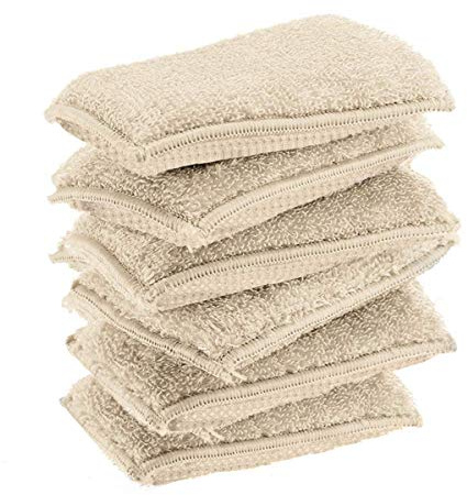 KMAKII Bamboo Kitchen Sponges Dish Sponges Natural Cleaning Sponges Beige 6 Pack