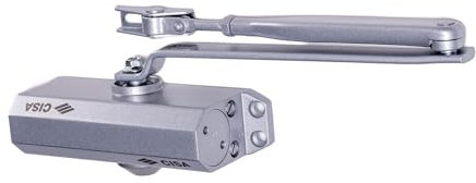 CISA Serie 604 - Chiudiporta a Cremagliera 16046003097 - Chiudiporta con Velocità di chiusura Regolabile - Finitura Grigio Alluminio - Per Porte Max 85 kg