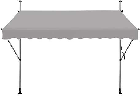 Froadp 300x120cm Toldo con Pinza con Brazo Ajustable en Altura Portátil Toldos Protección UV Protección Solar Jardín Resistente a la Intemperie Toldo de Balcón sin Taladrar (Gris Claro)