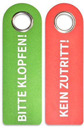 SynMe 2 Bitte KLOPFEN/KEIN ZUTRITT Türgriffschilder - 270 x 85 x 5mm - Poly-Filz/Metallschutzring - Frei Besetzt - Türschild Badezimmer Schlafzimmer - Statusanzeiger - Vielseitig einsetzbar (1)