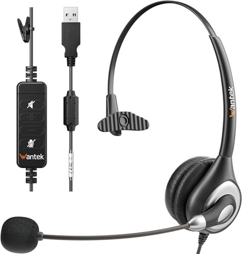 Casque USB Anti-bruit avec Micro et Commandes Audio, Professionnel pour Ordinateur Portable, Maison, Bureau, Centre d'Appel, Skype, Zoom Webinar, Clair et Léger