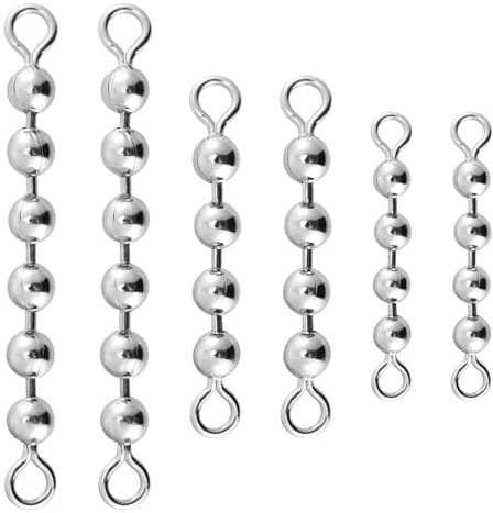 Alwonder 50 Pack Fishing Bead Chain Swivels, Catfish Stainless Steel Fishing Balls Chain Swivels, Catfish Tackle Catfishing Equipment Rig Gear Freshwater Saltwater, 6 Beads-3/16