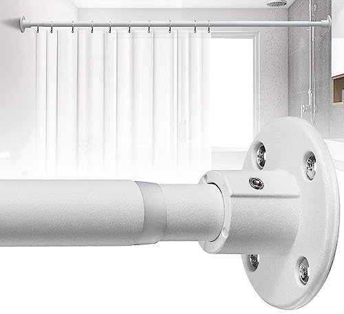Duschstange 70-125cm, Spannstange Ausziehbar Duschvorhangstange Weiß Matt für Badezimmer, Fenster, Kleiderschrank
