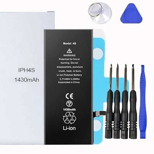 Battery Kit for iPhones Includes Waterproof Sticker, Battery Stickers, MAGNETIC Tools【12 Month Warranty】 (iPhone 4S)