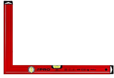 PRO Aluminium Anschlagwinkel mit Vertikaler und Horizontaler Anzeige - Die Härte 9 auf der Mohs Skala - Bauwinkel- Schlosserwinkel - Schreinerwinkel - Rot Aluwinkel 40X60cm