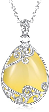 Yafeini Halskedja och hängsmycke i 925 sterlingsilver, filigranberlock med halskedja, smycke för kvinnor/flickor, Sterlingsilver, Agat