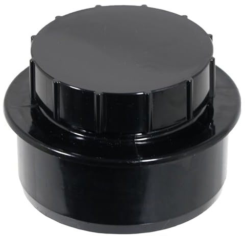 SPARES2GO 110mm Screwed Access Cap Ring Seal Soil System Vent Pipe Push Fit Plug (Black)