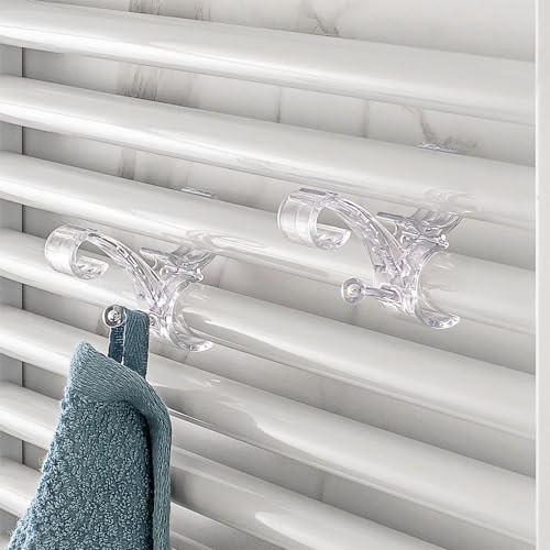 Inbagno Appendini per termoarredo trasparenti in set da 2 pezzi, per tubi con diametro da 21 a 26 mm