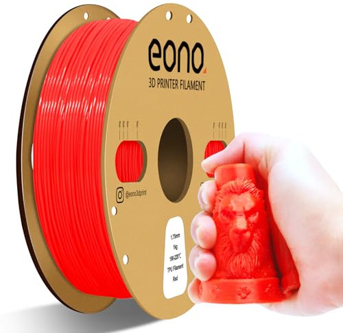 EONO 95A TPU Filament 1,75 mm, Flexibles Weiches TPU Filament 1 kg (2,2 lbs), Maßgenauigkeit +/- 0,03 mm für FDM Drucker, Rot