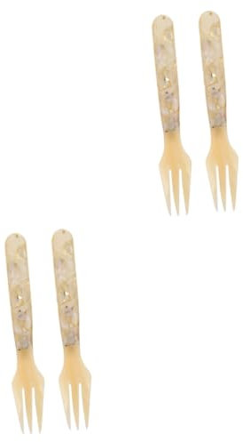 Garneck 4 Stück Shell- Dessertgabeln Aus Metall Dessertlöffel Mini Snacks Salatbesteck Fruchtgabel Gerichte Rindergabel Mini-vorspeisengabeln Küche Kuchen Hülse Kaviar
