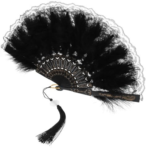 ABOOFAN 2st Federfächer Tanzende Handfächer Vintage-dekor Zarter Fächer Weißer Fächer Lady Performance Plume-Fan Spitzenhandventilator Plume-Design-Fan Damen Metall Japanisch Dekorationen