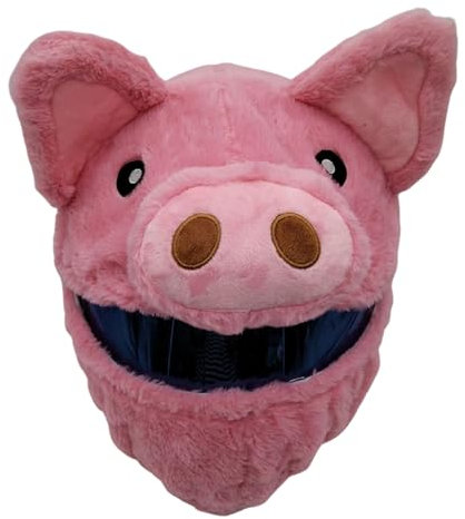 Makamsui Motorradhelm-Überzüge, geeignet für die meisten Integralhelme, dekorativer Tier-Plüsch-Motorradhelm-Überzug für lustige Fahrten und Geschenke, kleines Schwein