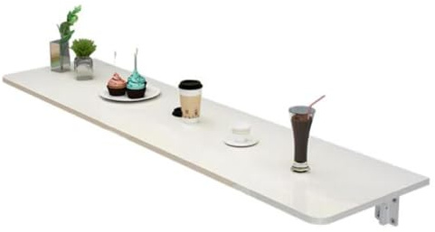HFFAIWM Montaje En Pared Hoja Abatible Mesa Plegable Cocina Mesa De Comedor Escritorio Ahorro Espacio para Oficina En Casa Garaje Ordenador Escritorio Caballete Plegable Mesa Blanco(Size:150x40cm)