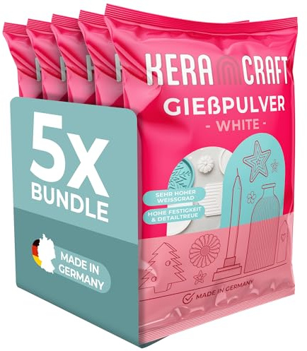 Keracraft Polvere di colata bianca 5 x 1 kg – Colata in rilievo bianco per progetti creativi
