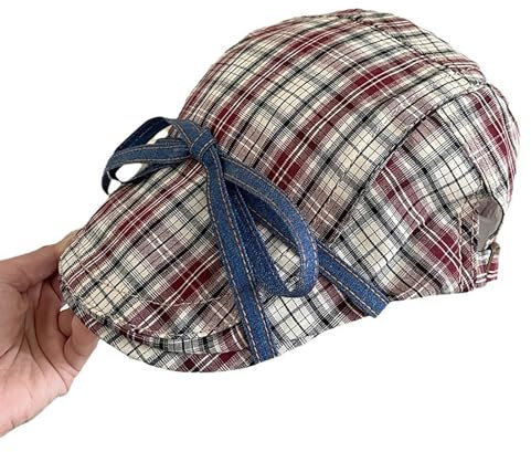 Saddgo Malerhut für Mädchen, französische Baskenmütze, kariert, für Urlaubsfotografie, handgefertigt, elegant, Schleife, Malerhut