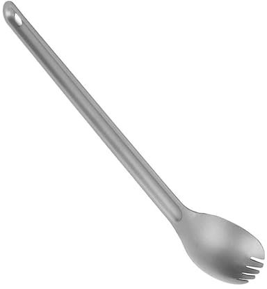 5Pcs Reusable Sporks, 2 in 1 Long Handle Spork and Spoon 8.46in Camping Spork Metal Sporks Dessert Ice Cream Spoons Fruit Appetizer Forks for Hiking