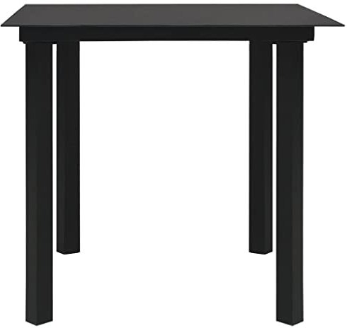 HETFTJN Campingtisch Set Balkontisch Klein Stehtisch Outdoor Loungetisch Outdoor - Garten-Esstisch Schwarz 80x80x74 cm Stahl und Glas für Balkon Speisesaal Terrasse Garten