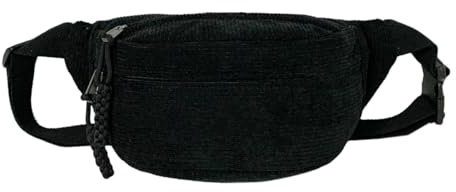 Valleycomfy Umhängetasche Dame, Modische Cord-Hüfttasche, Unisex Cord Bauchtasche für Outdoor Sport Reise Laufen (Schwarz)