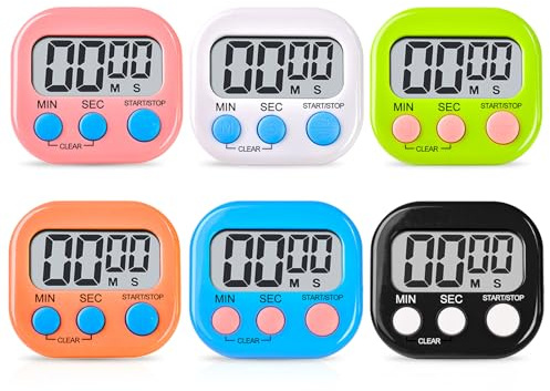 6 Pcs Kurzzeitwecker Digital Küchentimer Digital, Timer Digital, Digitaler Küchentimer, Countdown Stoppuhr Küche, Digital Timer Deutlich Zeigen Küchentimer Magnetisch Stoppuhr (bunt)