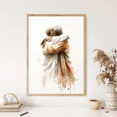 Yocheng Paraboles de Jésus Affiche Croyants Chrétiens Aquarelle Peinture Impression Sur Toile Porche Maison Mur Art Décoration Peinture Suspendue 60x90cm sans cadre