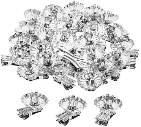 KITANDOVE Kerzenhalter-Clips Für Weihnachtsbaum Silberfarben Metall Blumenform 36 Stück Elegante Dekoration Für Partys
