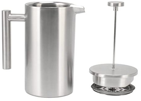 Grcfumo Cafetera de prensa francesa, prensa de café de acero inoxidable, cafetera aislada con filtro de 1 litro, doble pared aislada para el hogar