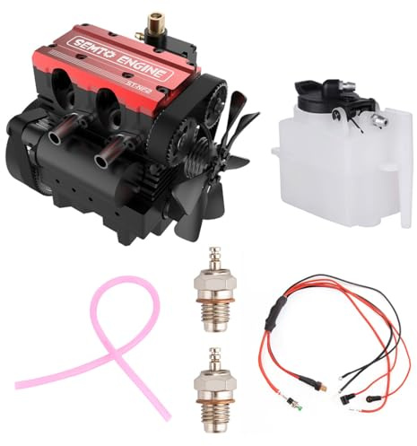 ToyGhillied SEMTO Engine ST-NF2 Motor Modell 7.0cc Metall Inline Doppelzylinder Viertakt Luftgekühlt Nitro Verbrennungsmotor Modell, Motor Liebhaber Geschenk für Erwachsene (Rot)