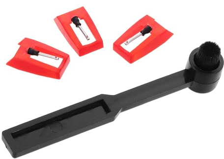 Aguja para Tocadiscos de Rubí Cepillo de Limpieza, Accesorio | Reemplazable para Fonógrafo y Vinilo, Kit Aluminio y Plástico, Mantenimiento de Discos