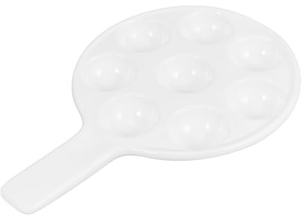 DINHEAROM Large White Escargot Baking Dish Handle Ceramic Snail Grill Tray for Restaurants and Home Cooking for Baked Escargot Serving