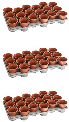Thompson & Morgan Garden Durable Shuttle Trays 18 Pots per Tray: Simplify Plant Transport, Reusable for Seedlings and Plug Growth 54 Pots 3 Trays (57)